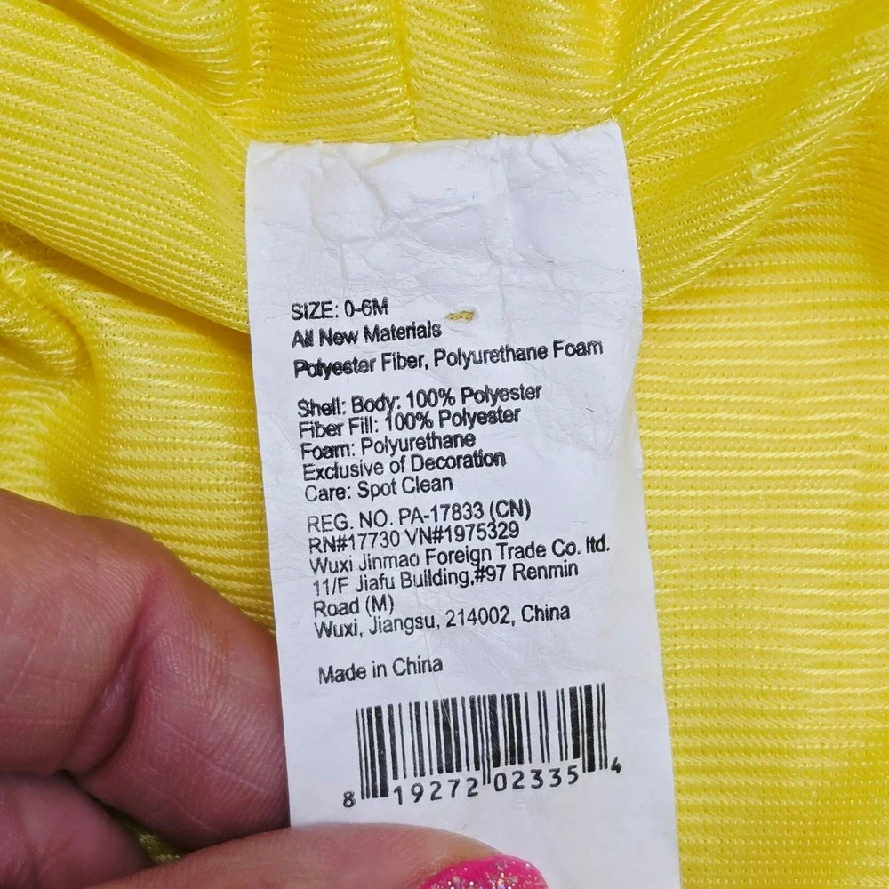 Target Chicken Costume Kids 0-6M Yellow Plush Hooded One Piece Coverall